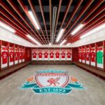 anfield home dressing room The Liverpool FC home dressing room at Anfield Stadium.